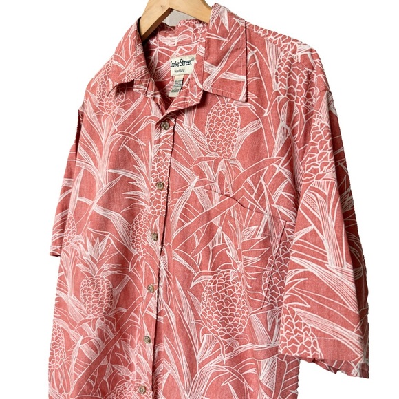 Cooke Street Men's L Coral & Ivory Hawaiian Shirt Short Sleeve Button-Up Casual - Picture 2 of 11